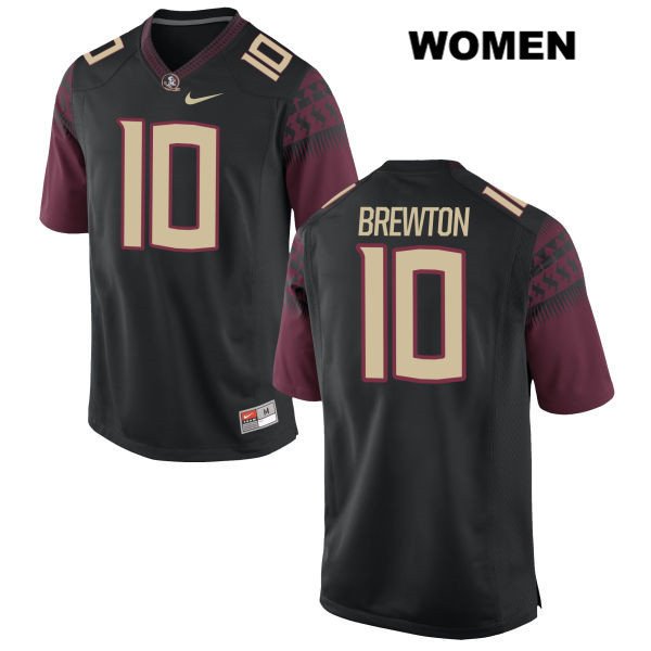 Women's NCAA Nike Florida State Seminoles #10 Calvin Brewton College Black Stitched Authentic Football Jersey ONP5169EI